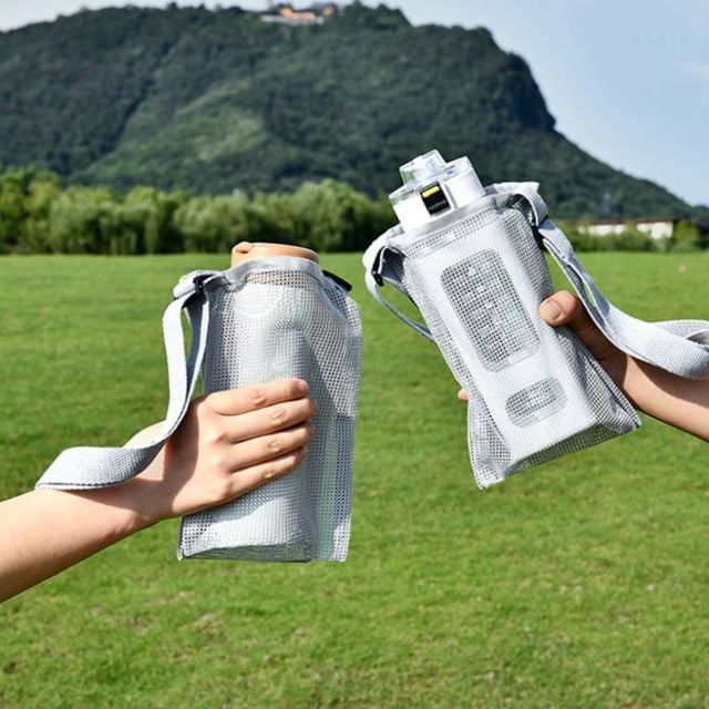 여행 경량 매쉬 가방 2단 텀블러 물병 크로스백 수납 파우치