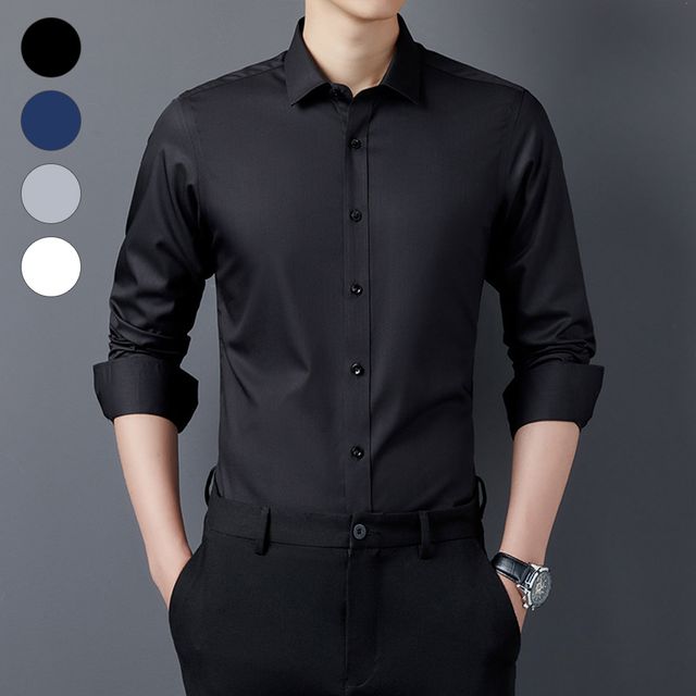 구김없는 남자 정장 와이셔츠 옥스포드 무지 남방