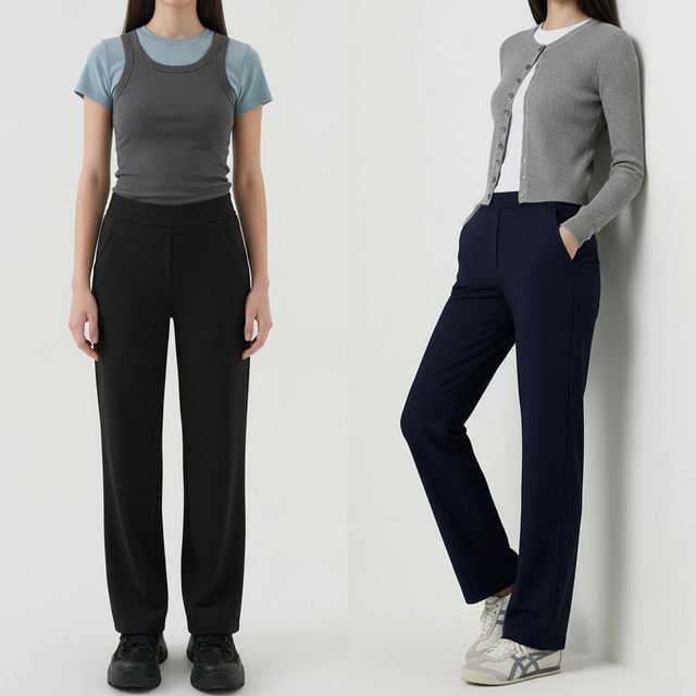 여성 베이직핏 하이웨스트 밴딩 일자 롱팬츠 JEB-1007328