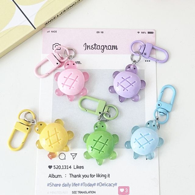행운의 컬러 거북이 미니 키링 열쇠고리 키홀더