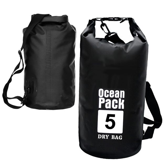 오션 드라이백 블랙 5L한쪽끈 수영가방 비치백