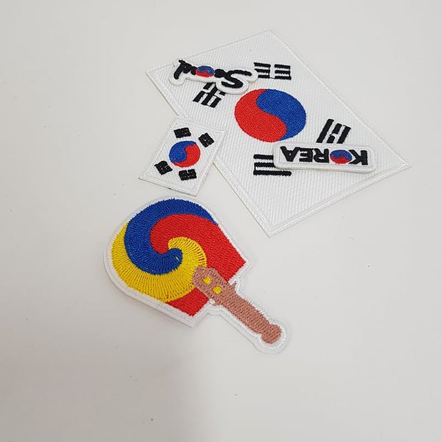 열접착 태극기 와펜 패치 10개 한세트 자수 의류 가방 와팬