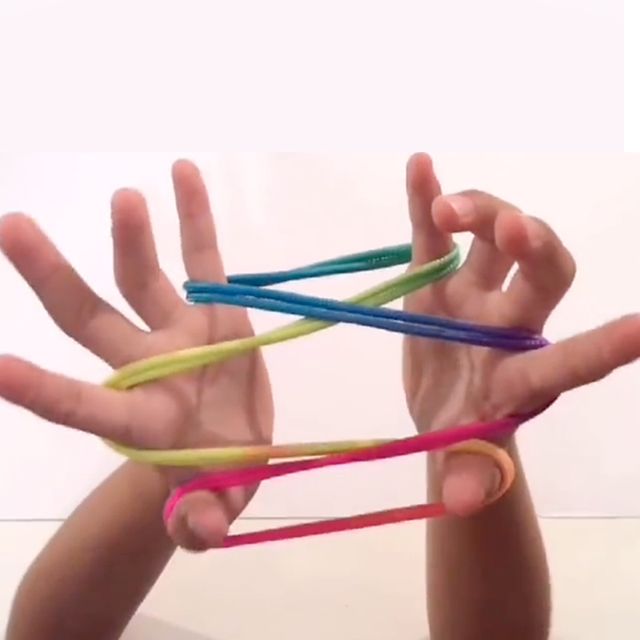 무지개 실뜨기 실 실뜨개 실뜨기놀이 놀이 칼라끈
