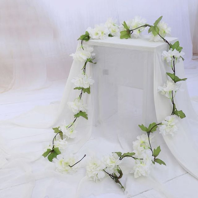 블룸 벚꽃 조화 넝쿨 2p 세트 화관 웨딩 소품 인조꽃