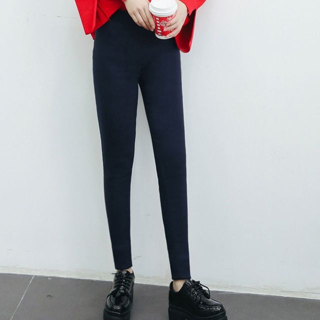 따뜻한 기모 블랙 스키니 레깅스 겨울 캐주얼 바지