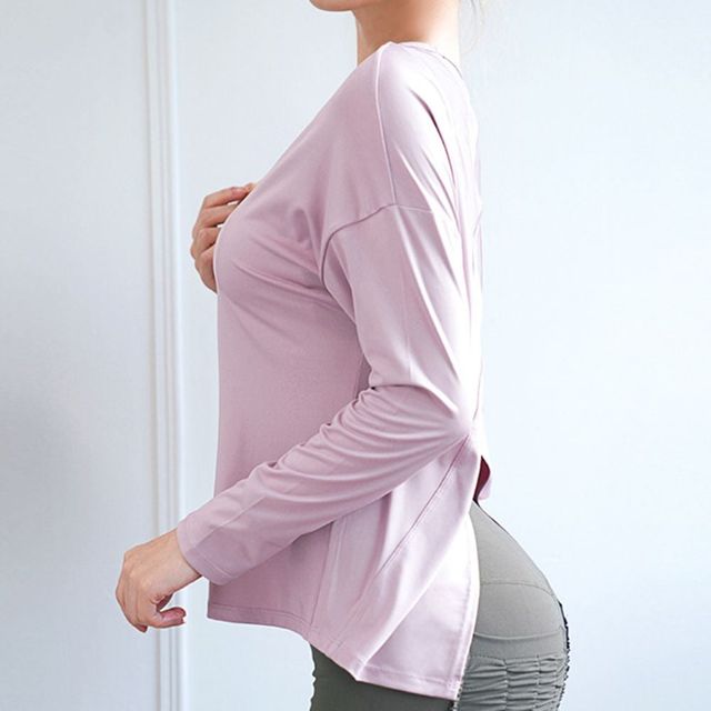 여성 긴팔 요가복 운동 티셔츠 편안한 디자인