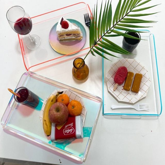아크릴 트레이 쟁반 홀로그램 투명 오로라 서빙트래이