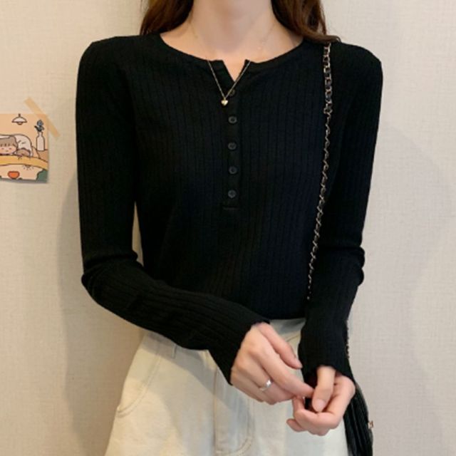 버튼 포인트 골지 니트 JSC-1006419