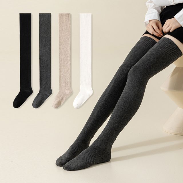 오버니삭스 여성 겨울 무릎양말 무압박 니하이삭스 4컬러