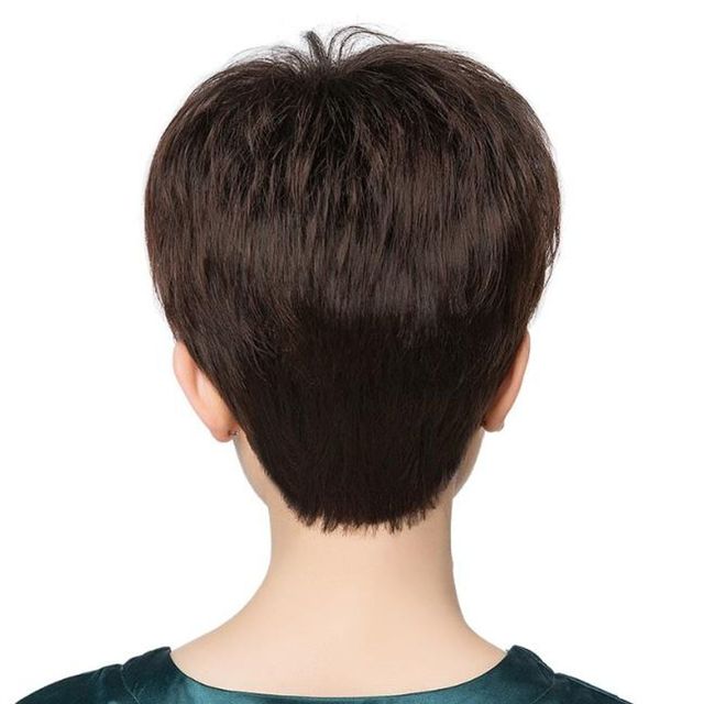 중년여성 인모 짧은 통가발 자연스러운 패션 헤어스타일