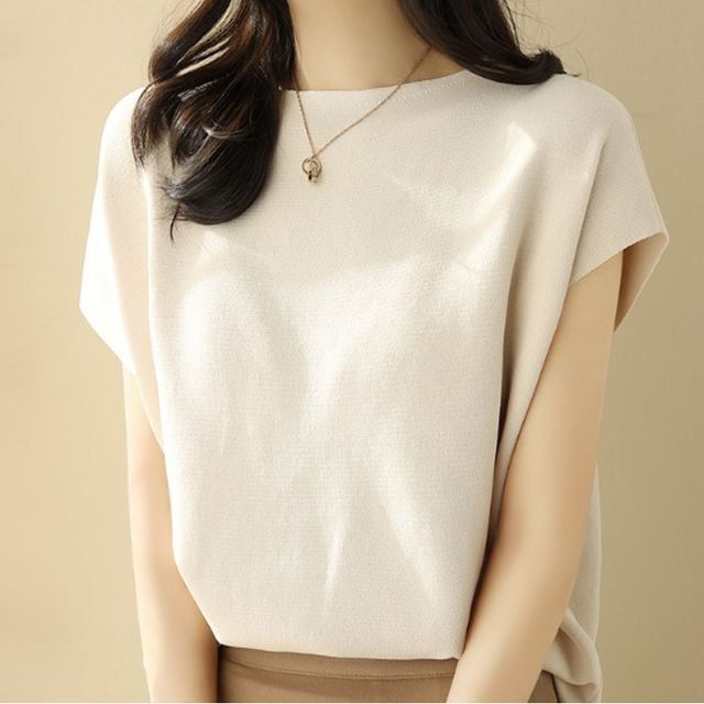 소프트 슬림핏 반팔니트 여름니트티셔츠 오피스룩니트