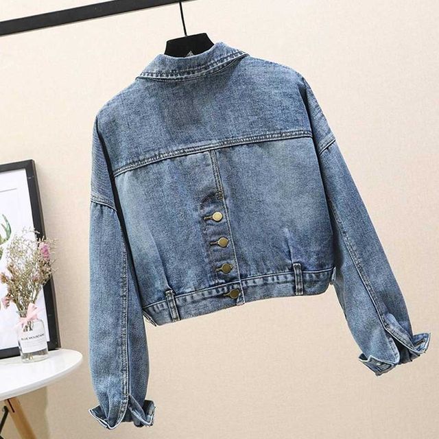 버튼 포인트 크롭 데님 자켓 RNR-0116