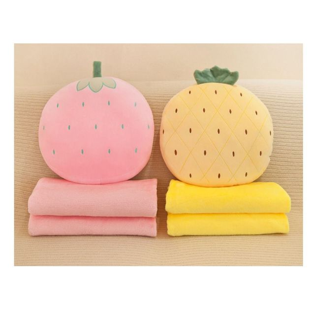 과일 디자인 쿠션 무릎담요 사무실 캠핑 인테리어용