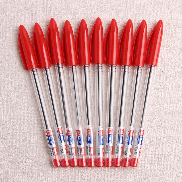 스마트 사무용 볼펜 10p세트 채점용 빨간색볼펜(제작 로고 인쇄 홍보 기념품 판촉물)