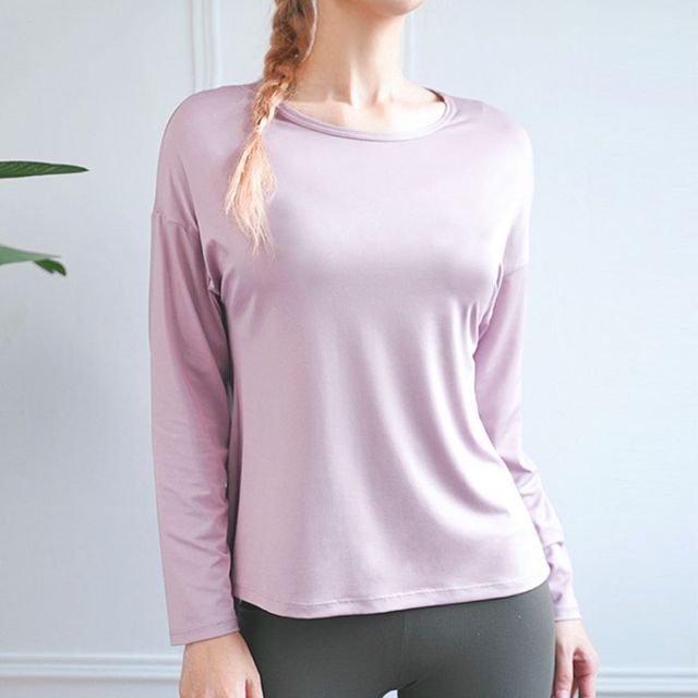 여성 긴팔 요가 티셔츠 운동복 헬스웨어