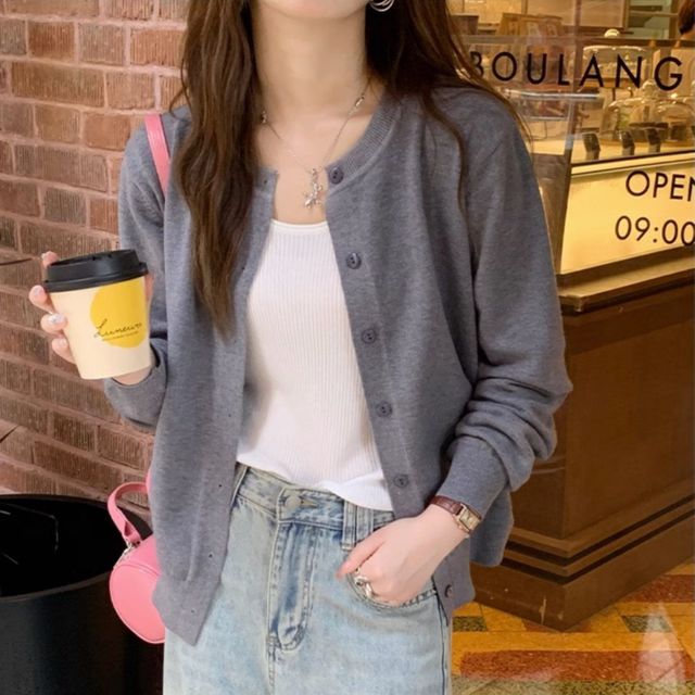 심플핏 라운드넥 데일리 가디건 JSC-d0100