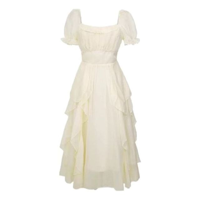 여름 화이트 쉬폰 반팔 롱원피스 루즈핏 여성용