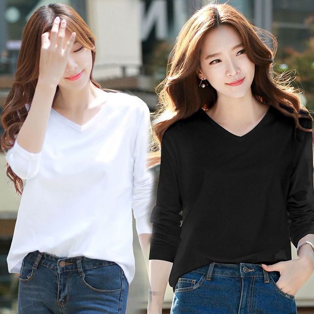 루즈핏 라운드 브이넥 티셔츠 URD-258