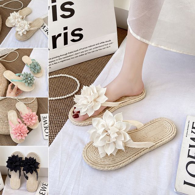 플라워 쉬폰 쪼리 슬리퍼 ELB-007