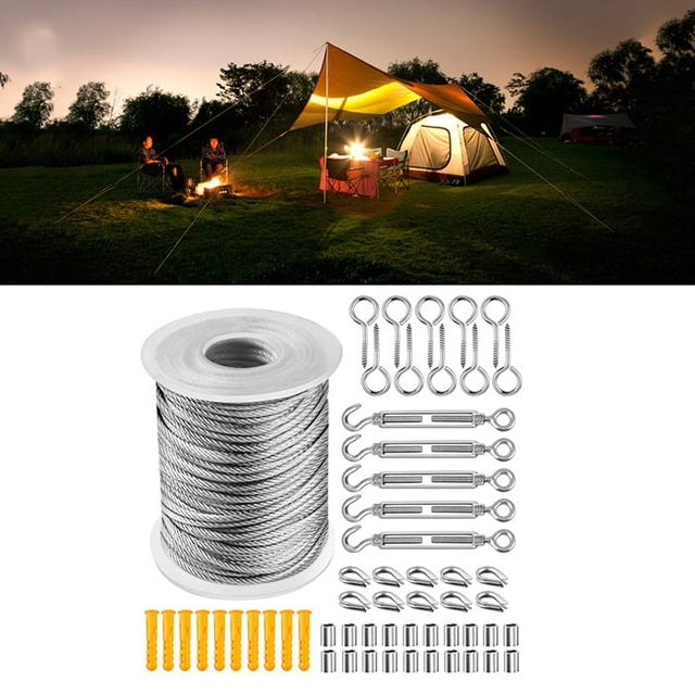 다용도 와이어 빨래줄 30m 아웃도어 후크 옷줄 건조대