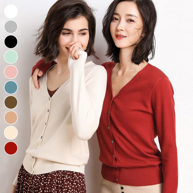 여성 간절기 긴팔 니트 가디건 EL-1006591