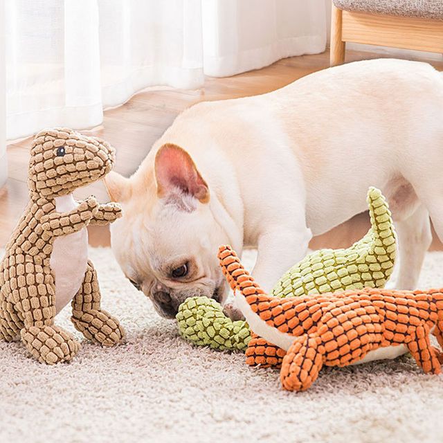 PET 강아지 장난감 인형 봉제 공룡 삑삑이 치석제거