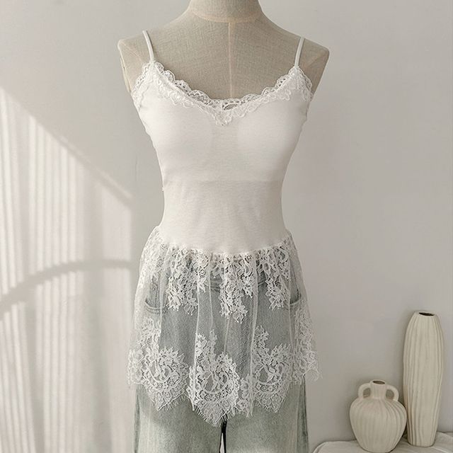 레이어드 프릴 레이스 캡내장 민소매 나시 LM-1006327