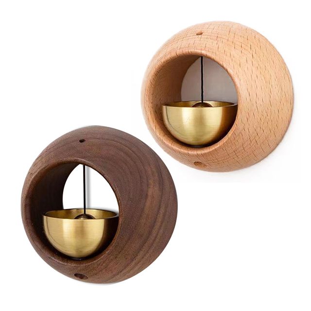 원형 호두나무 도어벨 황동 문종 풍경 현관벨 느티