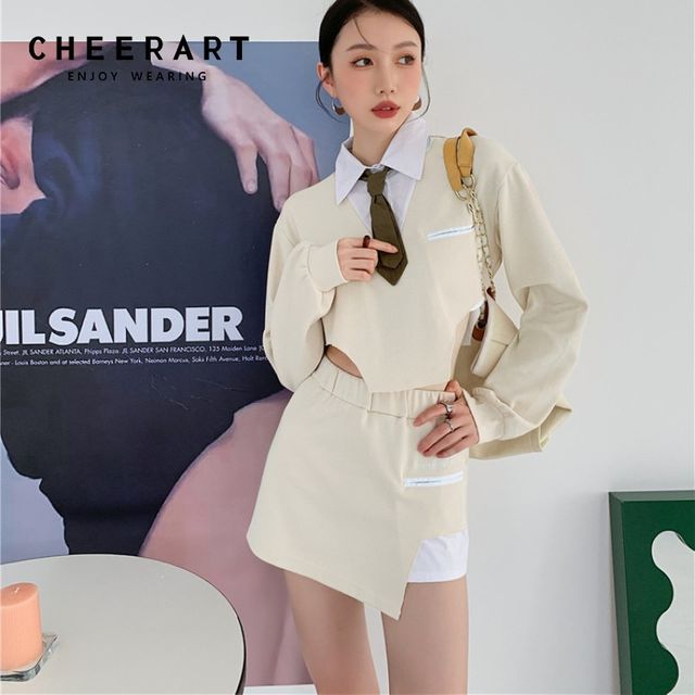 [해외] CHEERART Designer Skirts Womens 2021 하이 웨이스트