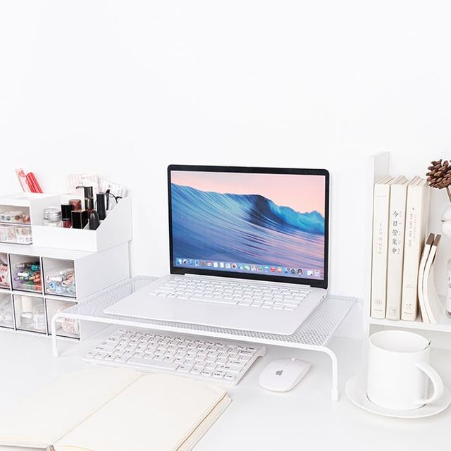 와이드형 대형 모니터받침대 1단 책상 정리 사무실