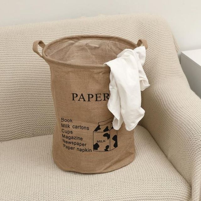 분리수거함 원형 수납통 린넨 스타일 가정용 정리함
