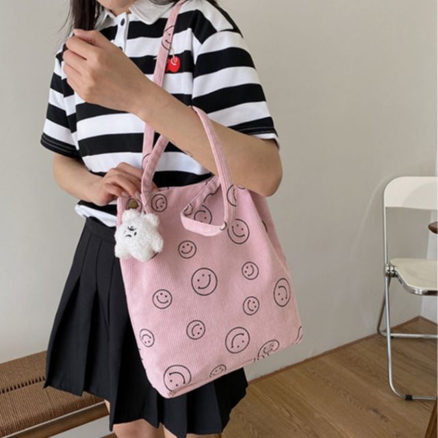 스마일 키링 코듀로이 숄더백 JSC-d0153