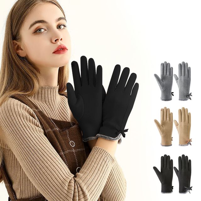 여성 리본 포인트 기모 스마트 터치 장갑 URK-1004712