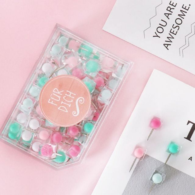 예쁜 캔디 압정 핀 고정용 사각핀 80개입