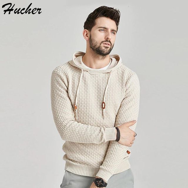 [해외] Huncher 망 니트 후드 티 스웨터 남자 2021 빈티지 캐