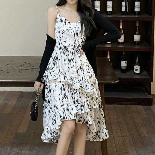 러플 플레어 서스펜더 드레스 RNR-0071