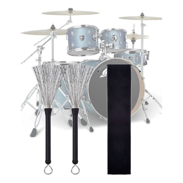 키밍 드럼 스틱 브러쉬 세트 스틸 브러시 파우치 청소