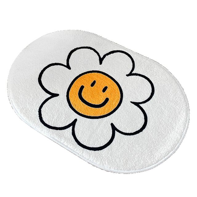 스마일 플라워 초극세사 발매트 소형 침실매트