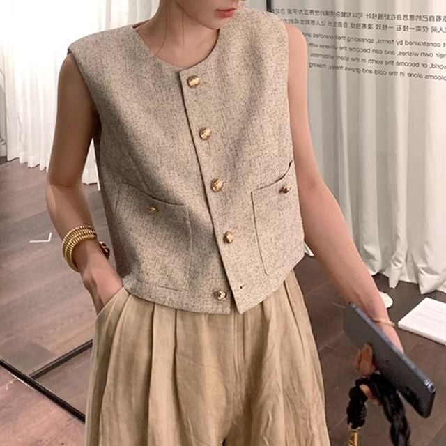 시그니처 트위드 베스트 조끼 FLS-1006004