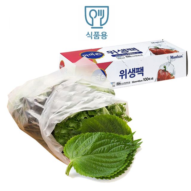 마미손 일회용 비닐봉투 위생백 4호 100매 대30x45