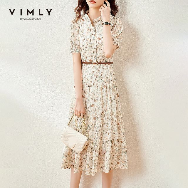 [해외] VIMLY 여름 여성 드레스 우아한 꽃 드레스 Office 레