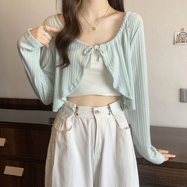 스트링 크롭 볼레로 가디건 OSM-1006193