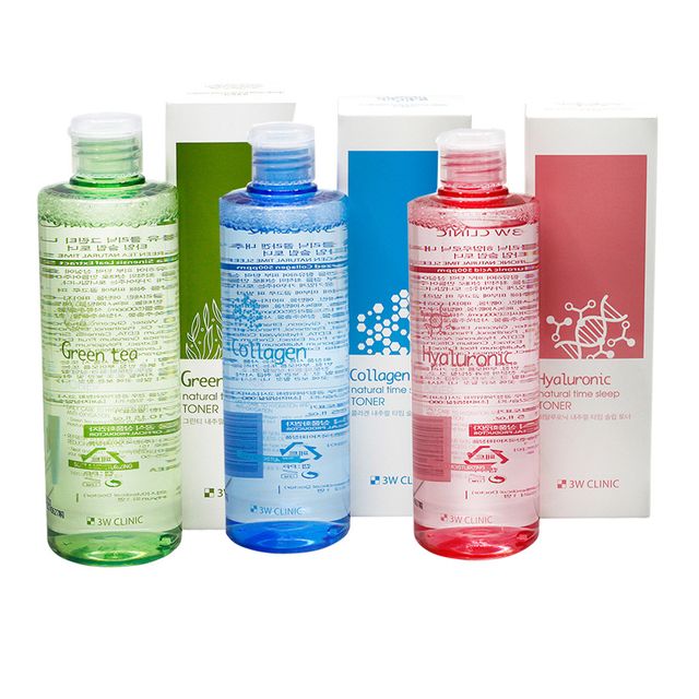 3W 내츄럴 타임슬립 토너 300ml 녹차 콜라겐 히알루