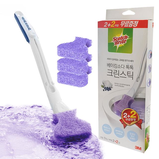 3M 1984 크린스틱 베이킹소다 변기솔 핸들1리필4