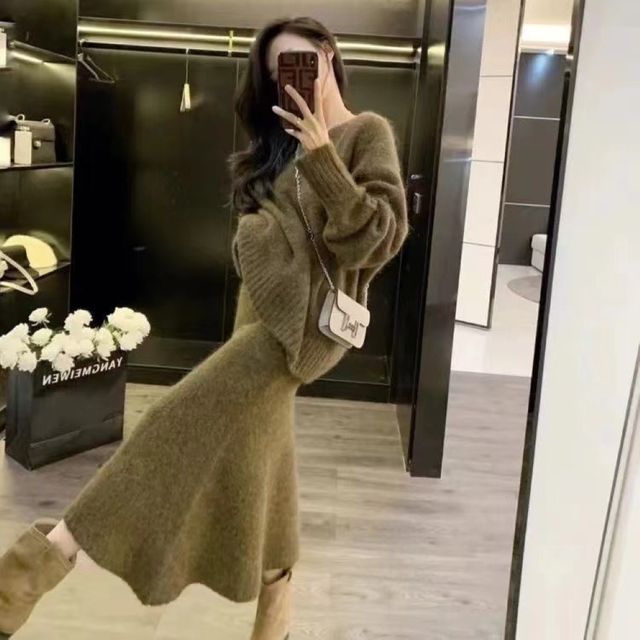 코지 브이넥 니트 투피스 세트4color SL-1004424