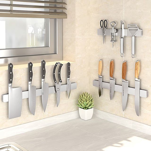 스텐 자석 칼걸이 칼꽂이 조리도구 정리 거치대 40cm