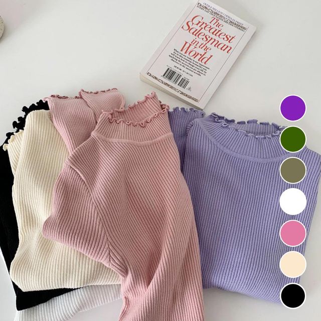 튤립 넥라인 반목 티셔츠 URD_144