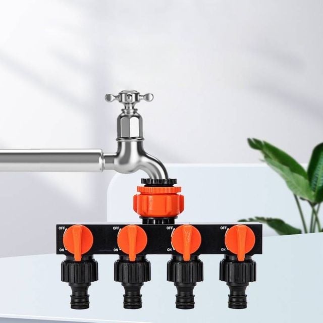 원예용 호스 연결 수도 분배기 4구 탭 커넥터 밸브 수도연결