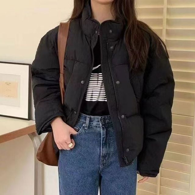 오버핏 하이넥 크롭 패딩 3color DK-1004629