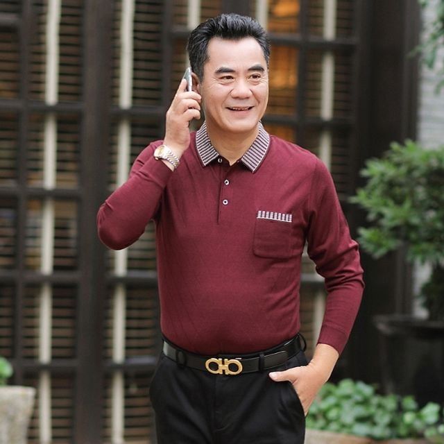 중년 남성 빅사이즈 긴팔 카라 티셔츠 아빠옷 편안한 데일리웨어